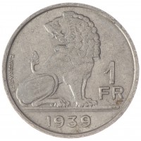 Монета Бельгия 1 франк 1939