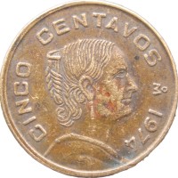 Монета Мексика 5 сентаво 1974