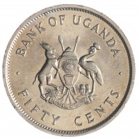 Монета Уганда 50 центов 1976