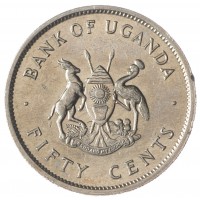 Монета Уганда 50 центов 1976