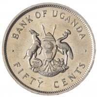 Монета Уганда 50 центов 1976