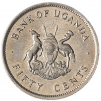 Монета Уганда 50 центов 1976