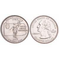 Монета США 25 центов 1999 Пенсильвания