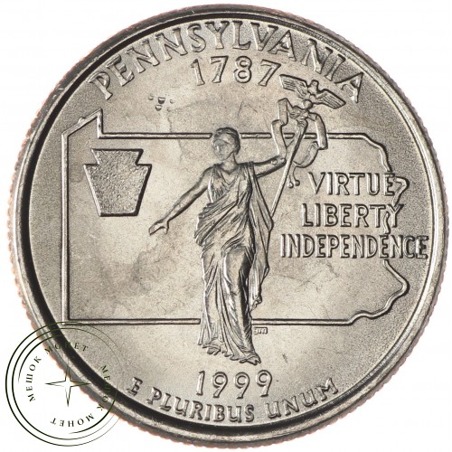 США 25 центов 1999 Пенсильвания — 21719309