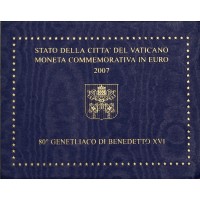 Монета Ватикан 2 евро 2007 80 лет папе Бенедикту XVI (буклет)