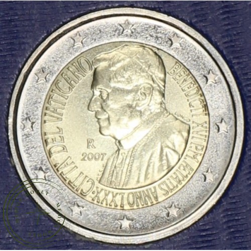 Ватикан 2 евро 2007 80 лет папе Бенедикту XVI (буклет)