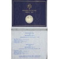 Монета Ватикан 2 евро 2007 80 лет папе Бенедикту XVI (буклет)