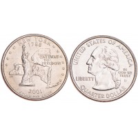 Монета США 25 центов 2001 Нью-Йорк