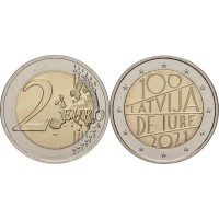 Монета Латвия 2 евро 2021 Латвийская Республика
