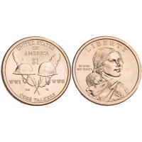 Монета США 1 доллар 2016 Солдатские каски