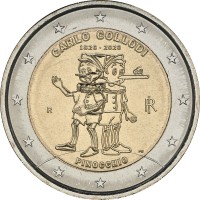 Монета Италия 2 евро 2026 Пинокио