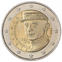 Монета Словакия 2 евро 2019 100 лет со дня смерти Милана Растислава Штефаника