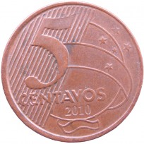 Монета Бразилия 5 сентаво 2010