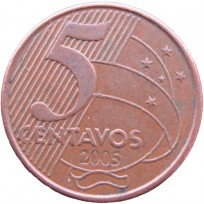 Монета Бразилия 5 сентаво 2005