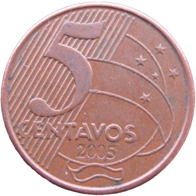 Монета Бразилия 5 сентаво 2005