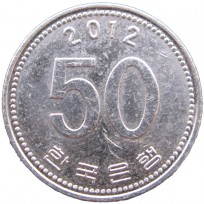 Монета Южная Корея 50 вон 2012