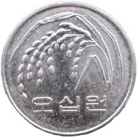 Монета Южная Корея 50 вон 2012