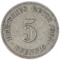 Монета Германия 5 рейхспфеннигов 1904