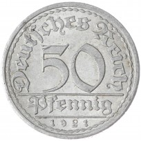 Монета Германия 50 рейхпфеннигов 1921