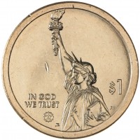 Монета США 1 доллар 2020 Телефон Массачусетс