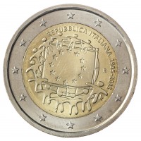 Монета Италия 2 евро 2015 30 лет Флагу Европы
