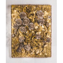 Картина из монет «Куст розы»