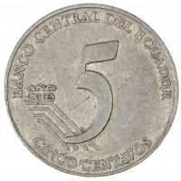Монета Эквадор 5 сентаво 2003
