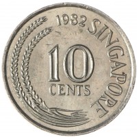 Монета Сингапур 10 центов 1982