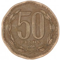 Монета Чили 50 песо 1999