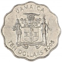 Монета Ямайка 10 долларов 2005