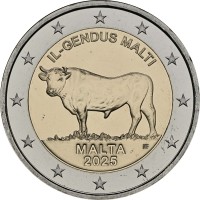 Монета Мальта 2 евро 2025 Мальтийский бык