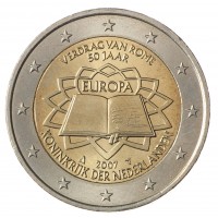 Монета Нидерланды 2 евро 2007 Римский договор