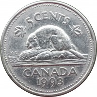 Монета Канада 5 центов 1999