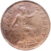 Монета Великобритания 1/2 пенни 1929