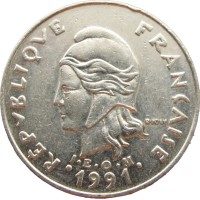 Монета Французская Полинезия 20 франков 1991