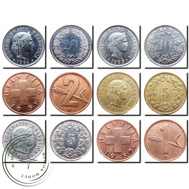 Набор монет Швейцарии (6 монет) — 937045831