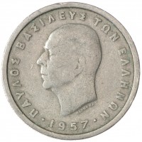 Монета Греция 2 драхмы 1957