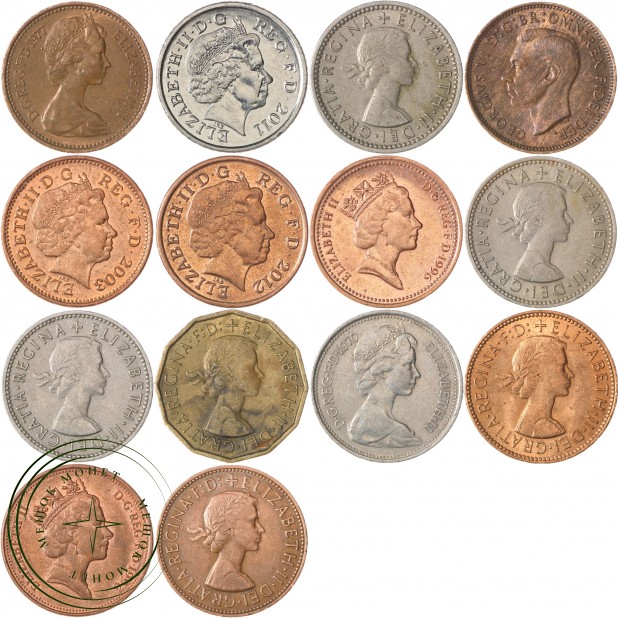 Набор монет Великобритании (14 монет)