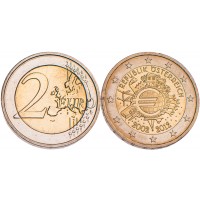 Монета Австрия 2 евро 2012 10 лет наличному обращению евро