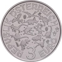 Монета Австрия 3 евро 2022 Орнитомимус велокс
