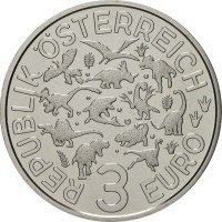 Монета Австрия 3 евро 2020 Анкилозавр
