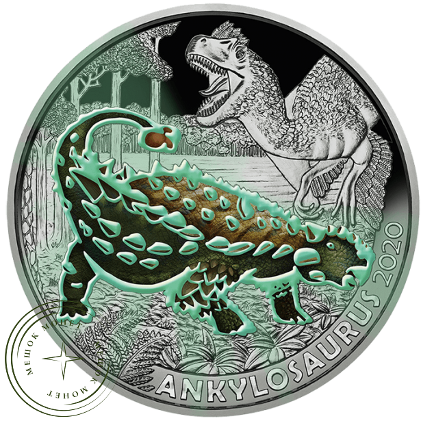Австрия 3 евро 2020 Анкилозавр
