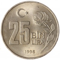 Монета Турция 25000 лир 1996