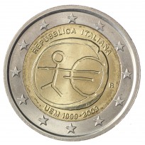 Монета Италия 2 евро 2009 10 лет экономическому и валютному союзу