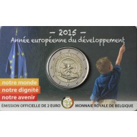 Монета Бельгия 2 евро 2015 Европейский год развития (буклет)