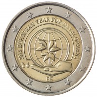 Монета Бельгия 2 евро 2015 Европейский год развития (буклет)