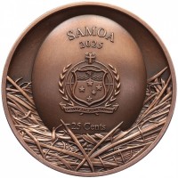 Монета Самоа 25 центов 2025 Короткоухая сова