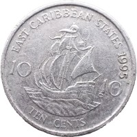 Монета Восточные карибы 10 центов 1995