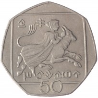 Монета Кипр 50 центов 2002