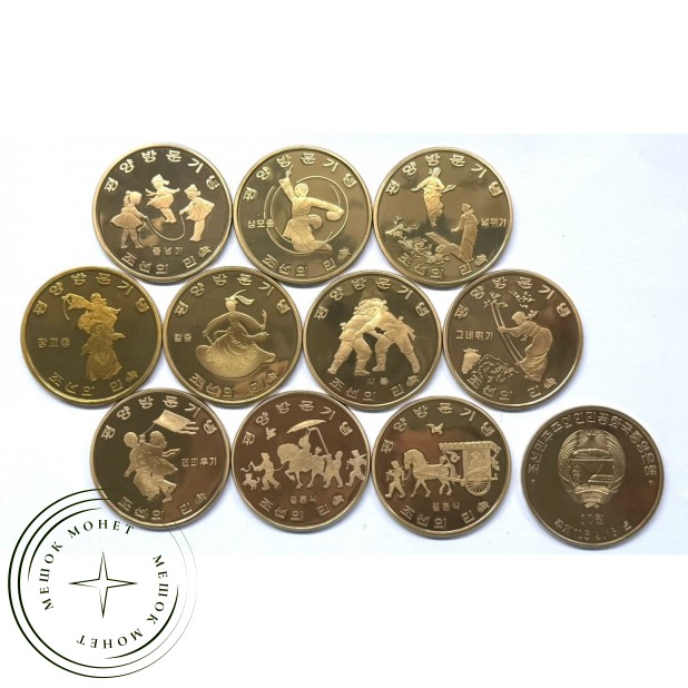 Северная Корея набор 10 монет 10 вон 2016 этнография Кореи — 937045893